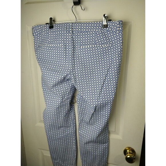 $ Old Navy Diva Blue White Diamond Flat Pocket Cropped Capri Button Pants Size14 - Picture 12 of 13